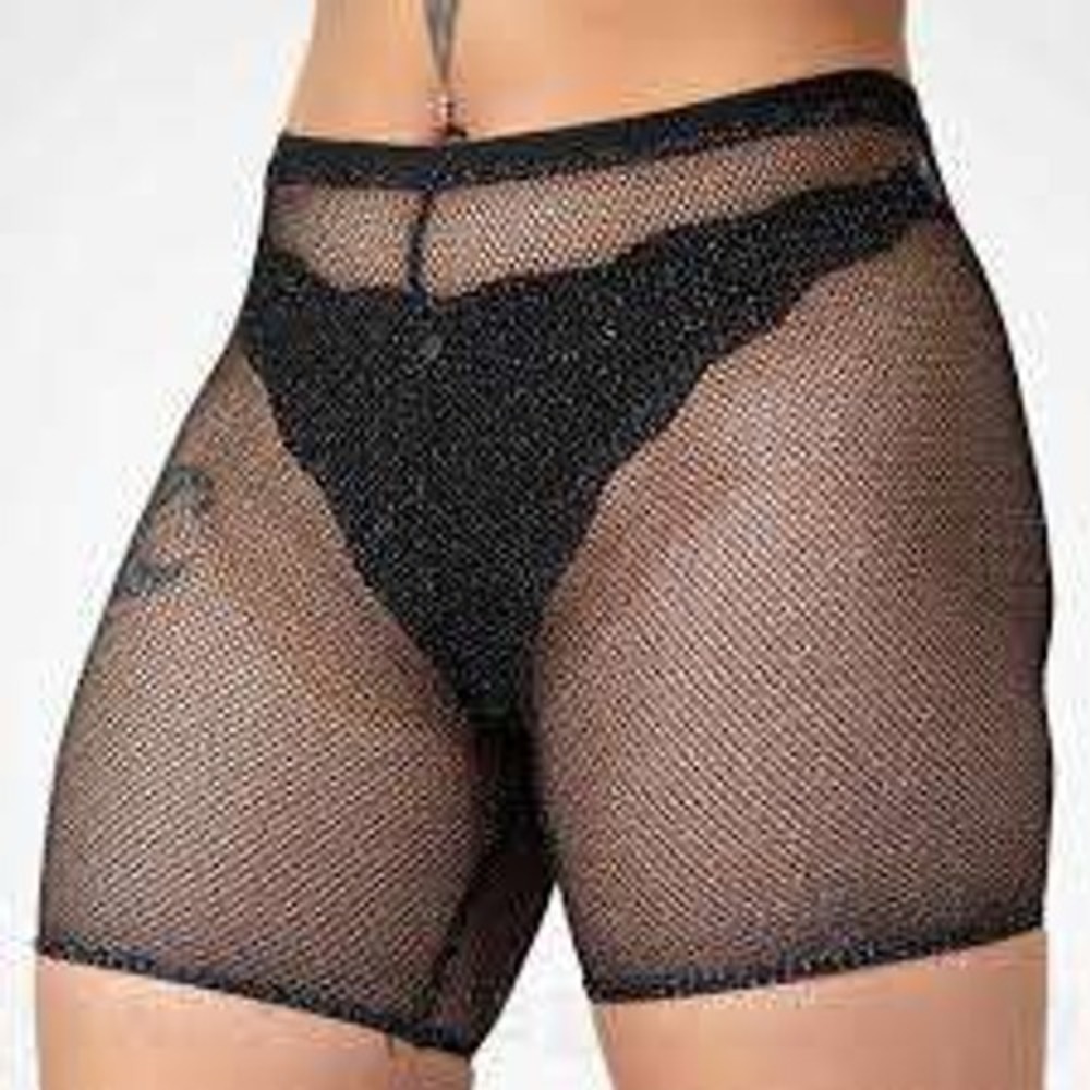 Killstar synth sigil mesh metallic bike shorts